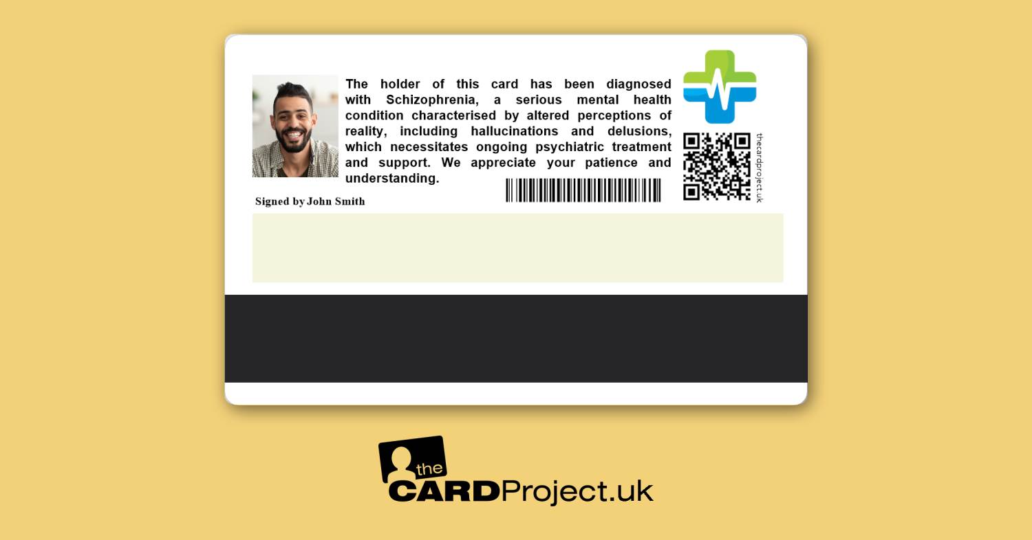 Schizophrenia Premium Photo Medical ID Card (REAR)